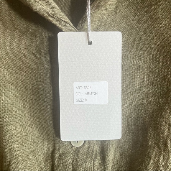 Elena Baldi NEW Green Army Oversized 100% Pure Linen Italian Dress Midi Medium - Picture 16 of 16